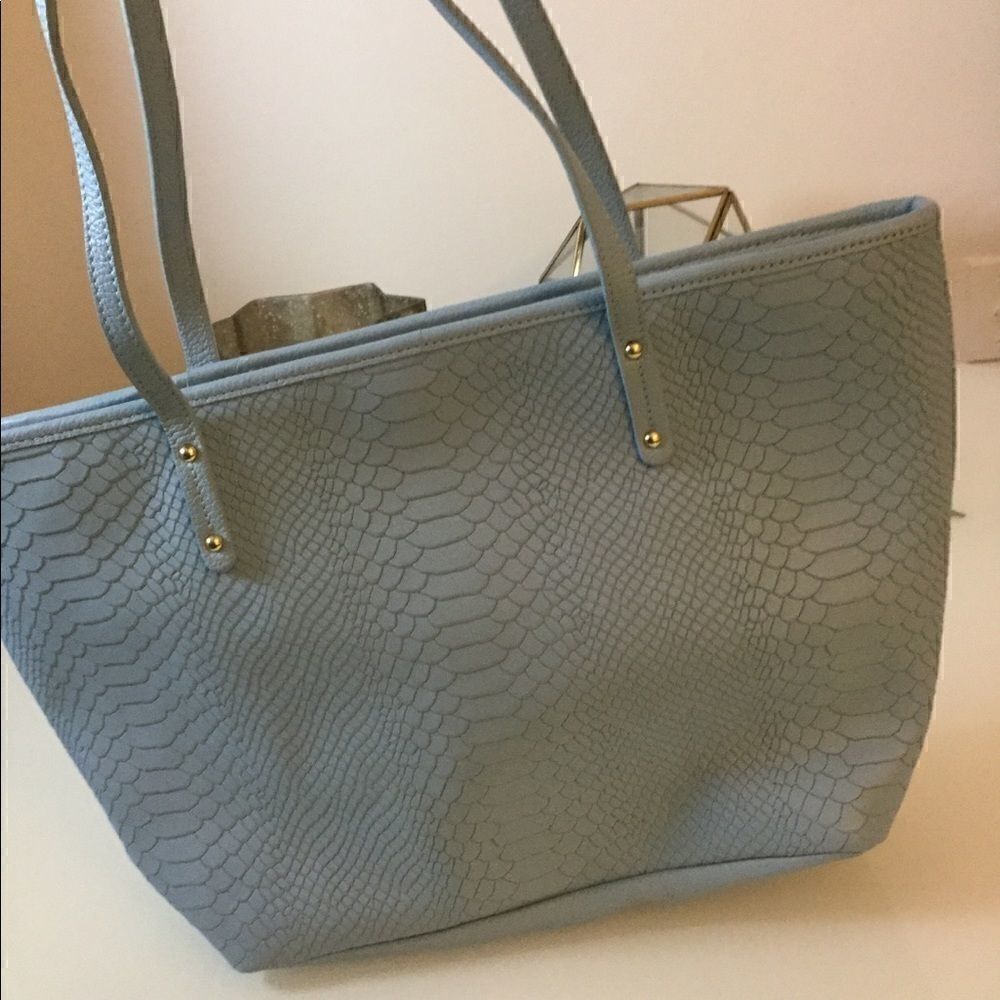 NWT Gigi New York, python embossed Soft Blue bag - Picture 3 of 7